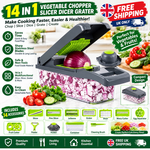 Vegetable chopper - 14-in-1,
