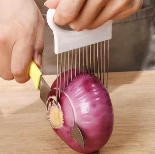 Stainless onion slicer holder - onion,
